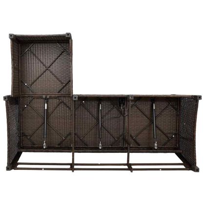 Накланящ се градински диван с възглавници кафяв L-образна