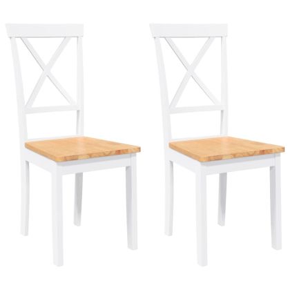 трапезни столове 2 бр. бяла масивна дървесина гума