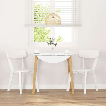 трапезни столове 2 бр. бяла масивна дървесина гума