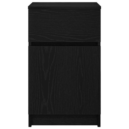 Нощни шкафчета, 2 бр, черни, 39x35x65 см, инженерно дърво