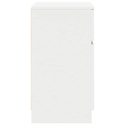 Нощни шкафчета, 2 бр, бели, 39x35x65 см, инженерно дърво