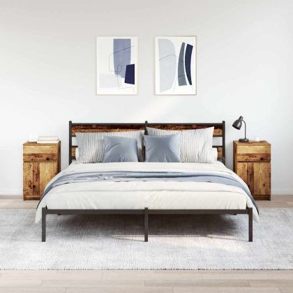 Нощни шкафчета, 2 бр, старо дърво, 39x35x65 см, инженерно дърво