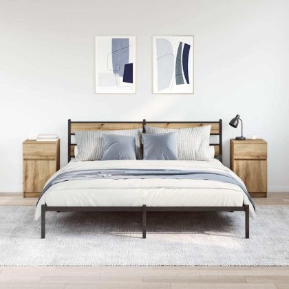 Нощни шкафчета, 2 бр, дъб артизан, 39x35x65 см, инженерно дърво