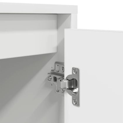 ТВ шкаф с LED осветление, бял, 193,5x41x50 см