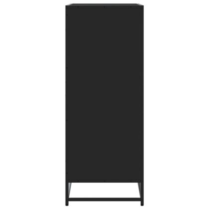 Шкаф за обувки черен Изработена дървесина и метал