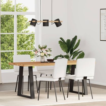 Трапезни столове, 4 бр, бели, изкуствена кожа