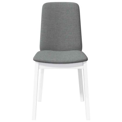 Трапезни столове с възглавници 2 бр Бяла масивна дървесина гума