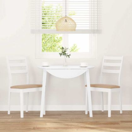 Трапезни столове с възглавници 2 бр Бяла масивна дървесина гума