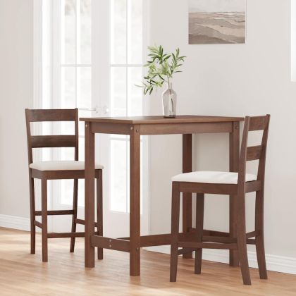 Бар столове с възглавници 2 бр Кафяв масивен дървен каучук