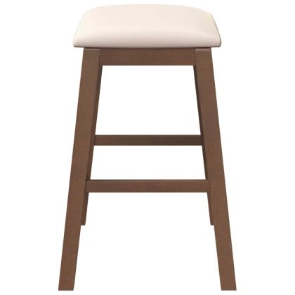 Бар столове с възглавници 2 бр Кафяв масивна дървесина гума