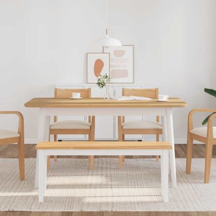 Пейка 110 cm Бяла масивна дървесина Гума