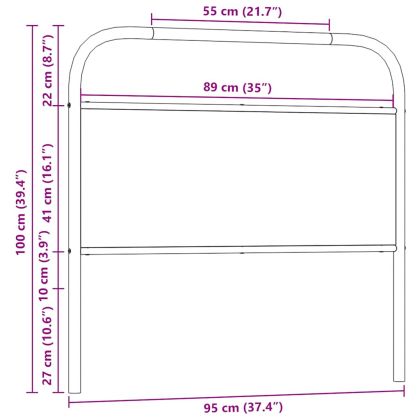 Табла за глава опушен дъб 90 cm стомана и инженерна дървесина
