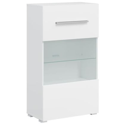 5 броя ТВ шкафове с LED осветление Мат бяло инженерно дърво