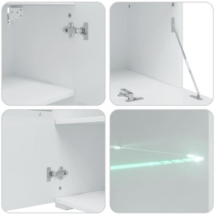 5 броя ТВ шкафове с LED осветление Мат бяло инженерно дърво