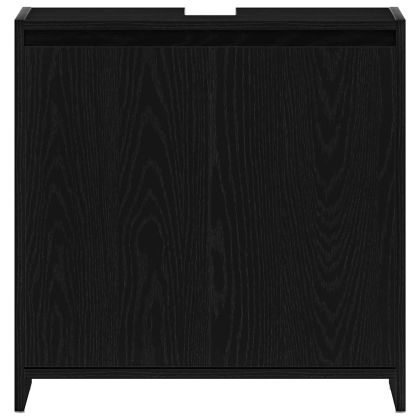Шкаф за баня, черен дъб, 60x33x60 см, инженерно дърво