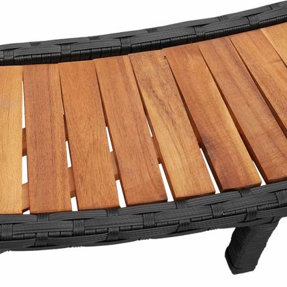 Покрив за джакузи със склад и дървена стъпка черен полиратан