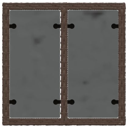 Градинска маса със стъклен плот kафяв 55x55x37 см полиратан