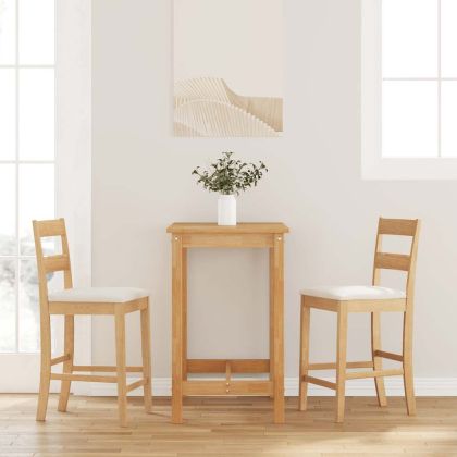 Бар столове с възглавници 2 бр Естествено масивно дърво Гума
