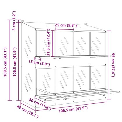 Кутия за пилета с 8 отделения Маслиненозелен метал
