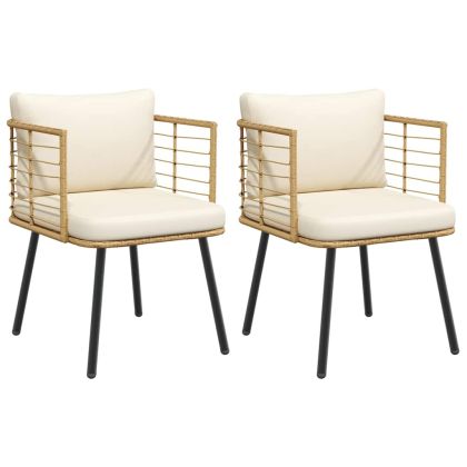 Градински столове 2 бр. с възглавници Natural Poly Rattan