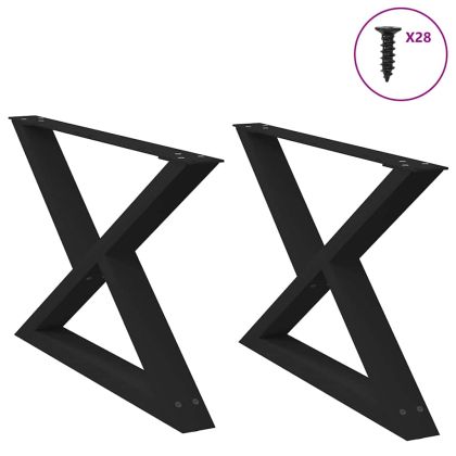 Крака за масичка за кафе, 2 бр., черни, 70 x (42-43,3) см, стомана