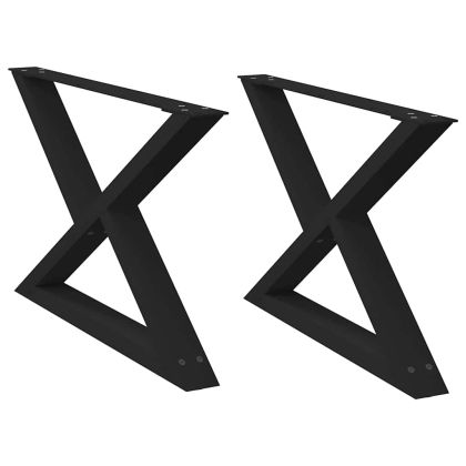 Крака за масичка за кафе, 2 бр., черни, 70 x (42-43,3) см, стомана