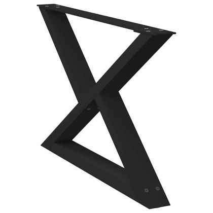 Крака за масичка за кафе, 2 бр., черни, 70 x (42-43,3) см, стомана