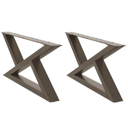 Крака за масичка за кафе, 2 бр., естествена стомана, 70 x (30-31,3) см, стомана