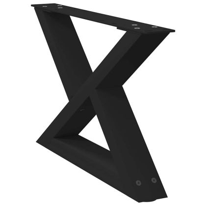 Крака за масичка за кафе, 2 бр., черни, 60 x (30-31,3) см, стомана