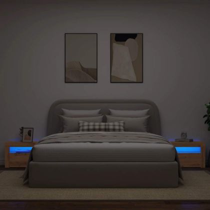 Нощни шкафчета 2 бр. със светодиоди Artisan Oak 60x35x40 cm