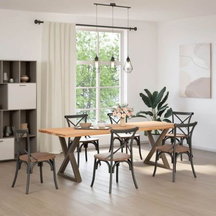 Крака за трапезарна маса, 2 бр., естествена стомана, 70 x (72-73,3) см, стомана