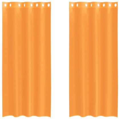 Пердета от воал с втулки, 2 бр, оранжево, 140x245 см