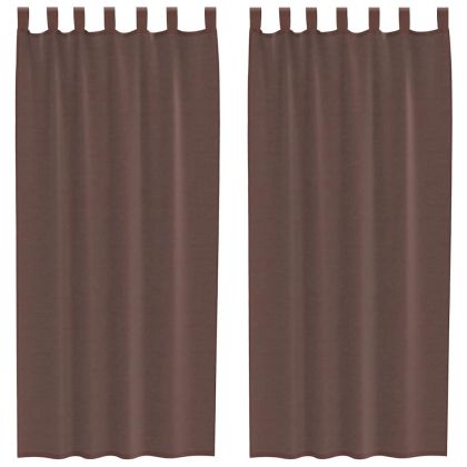 Пердета от воал с прът джобове, 2 бр, кафяво