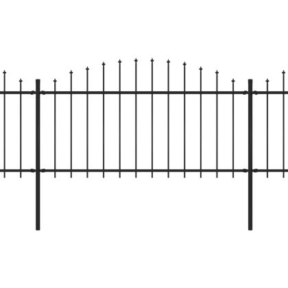 Градинска ограда с връх тип копие, стомана, 892,5x150 см, черна