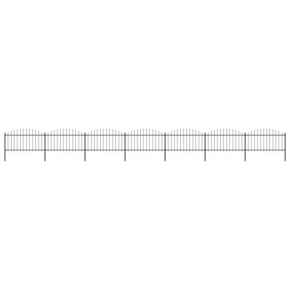 Градинска ограда с връх тип копие, стомана, 1248x150 см, черна