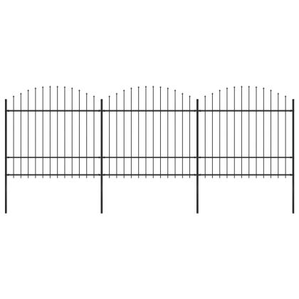 Градинска ограда с връх тип „копие“, стомана, 537x175 см, черна