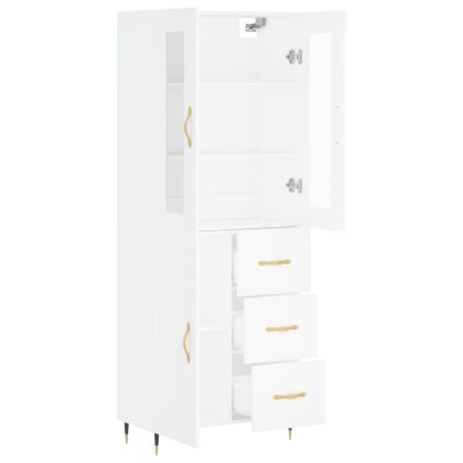 Висок шкаф, бял, 69,5x34x180 см, инженерно дърво