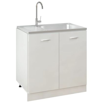 Кухненска мивка с отцедник, сребристо, 800x500x155 мм, инокс