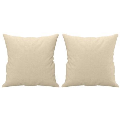 2-местен диван с декоративни възглавници кремав 140 см плат