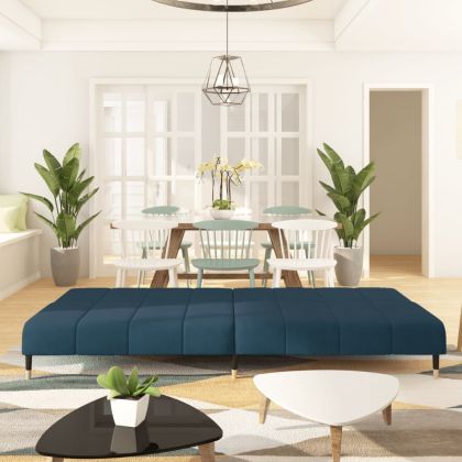 2-местно разтегателно канапе, синьо, кадифе