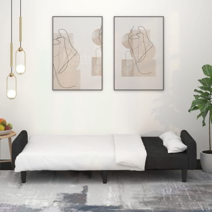 2-местно разтегателно канапе, черно, кадифе