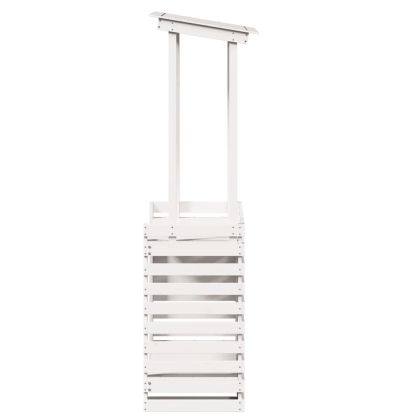 Външна бар маса с покрив бяла, 112,5x57x195,5 см масивно дърво