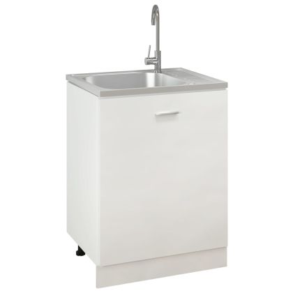 Кухненска мивка с отцедник, сребристо, 600x500x155 мм, инокс