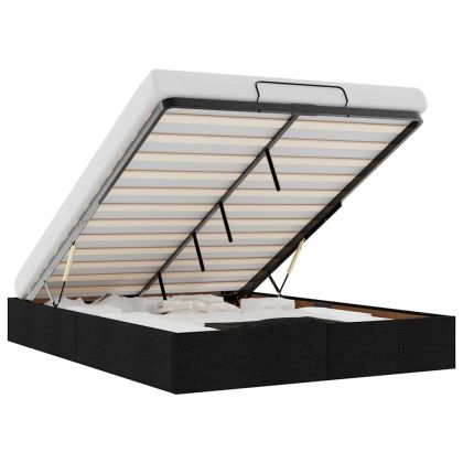 Османска рамка за легло без матрак, черна, 140x200 см плат