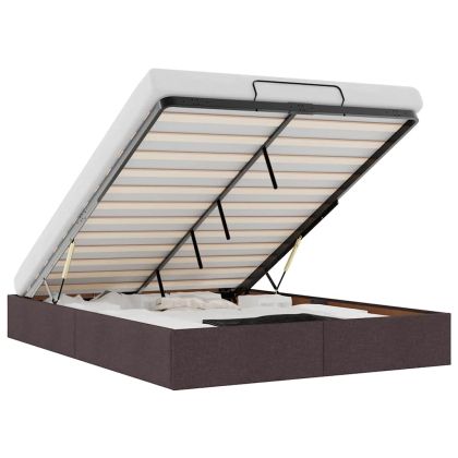 Османска рамка за легло без матрак, тъмнокафява, 140x190см плат