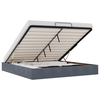 Османска рамка за легло без матрак, тъмносива, 160x200см кадифе