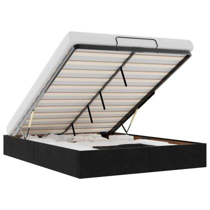 Османска рамка за легло без матрак, черна, 140x200 см кадифе