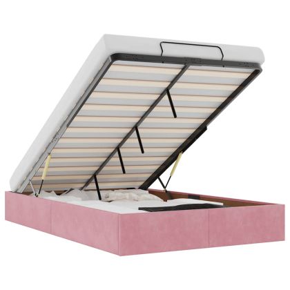 Османска рамка за легло без матрак, розова, 120x200 см, кадифе