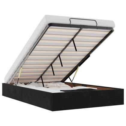 Османска рамка за легло без матрак, черна, 120x200 см, кадифе