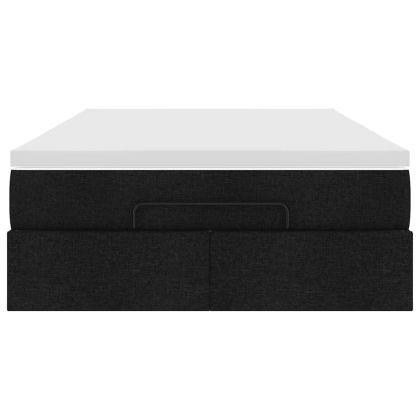 Османска легло с матрак, черно, 120x190 см, плат